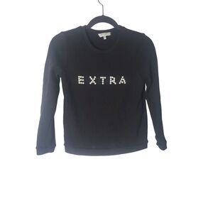 Milly Minis Sweatshirt "Extra" 14/16 Girls Black Long Sleeve Pullover Top